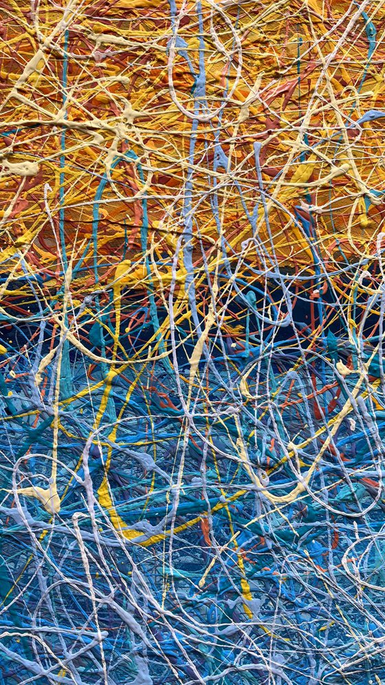 Blue Yellow Mark Rothko inspired Jackson pollock style Modern abstraction Blue and yellow