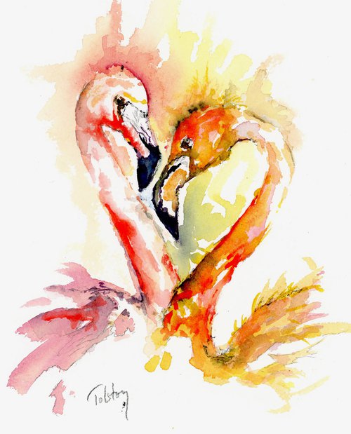 Two Flamingos II by Alex Tolstoy