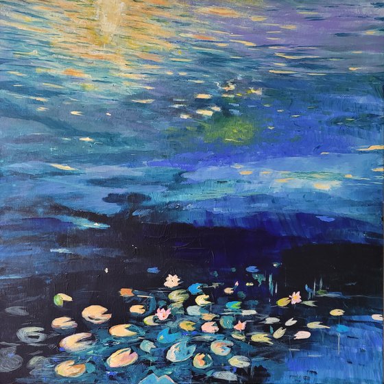 Waterlilies in moonlight