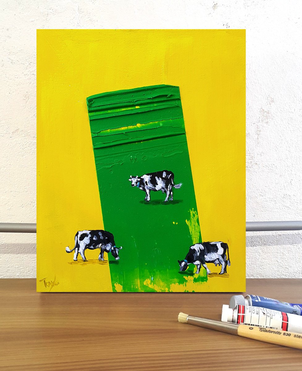 Impressionistic Landscape Acrylic Painting By Trayko Popov, 8 X 10", Green, Original Artwork