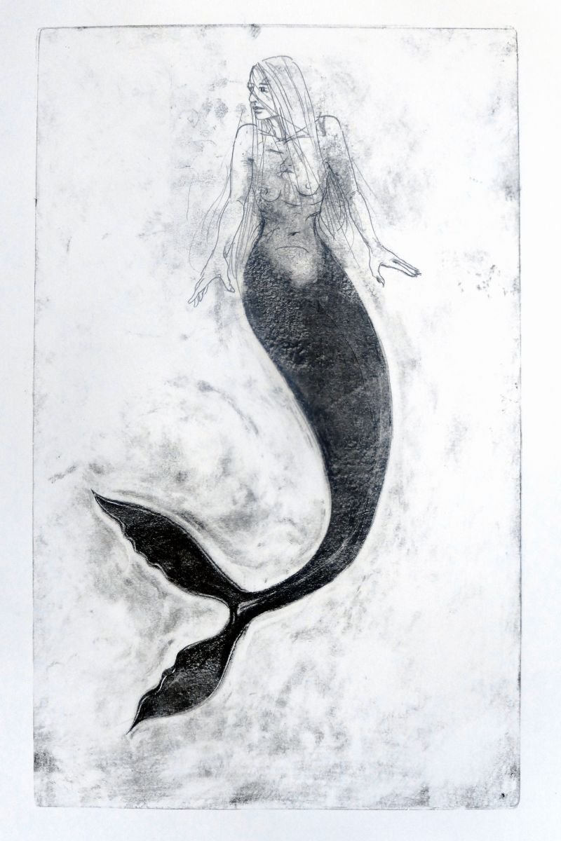 Illustrative Abstract Limited Edition Print By John Sharp, 20 X 31, The Last Mermaid No.1, Original Artwork