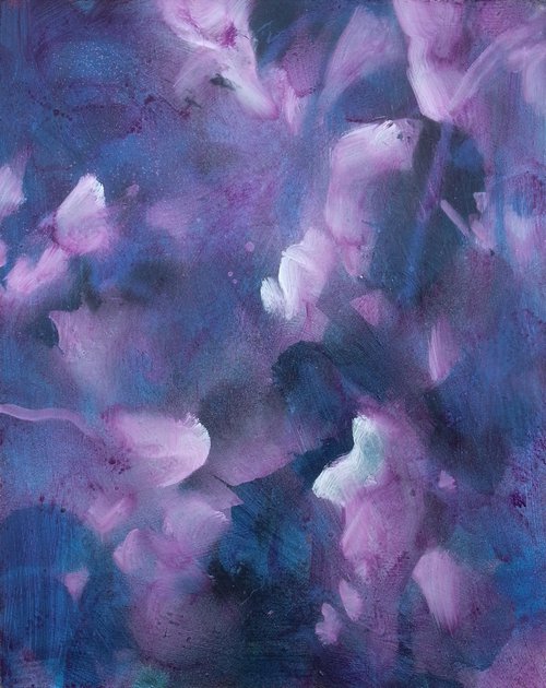 Foliages in purple, blue, pink, mauve  and violet - floral abstract by Fabienne Monestier