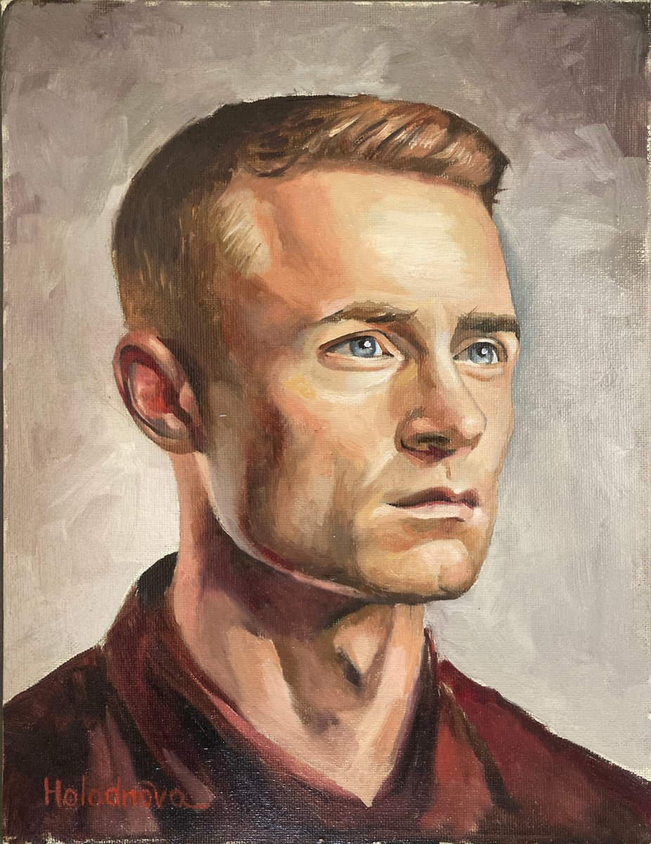 Photorealistic Portrait Oil Painting By Tatyana Holodnova, 11 X 14", Contemplative Gaze, Original Artwork