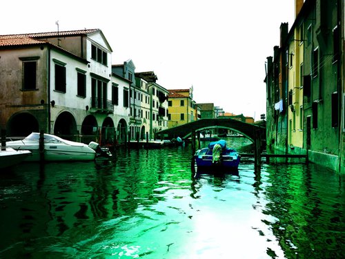 Venice sister town Chioggia in Italy - 60x80x4cm print on canvas 00815m2 READY to HANG by Kuebler