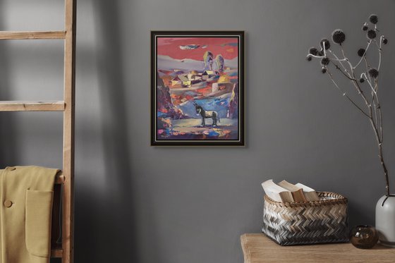 Village Under Crimson Sky