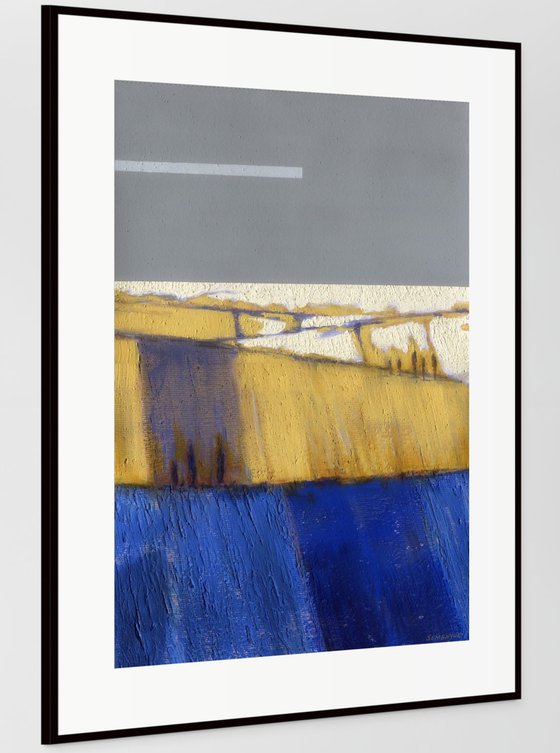 Blue, Ochre and Gray Abstract
