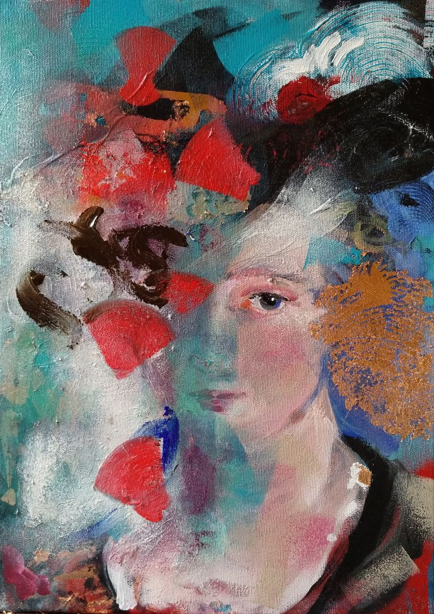 Expressive Portrait Acrylic Painting By Marina Del Pozo, 13 X 18", Susana, Original Artwork