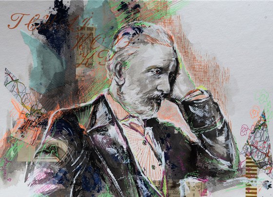 Pyotr Ilyich Tchaikovsky - Portrait drawing on paper