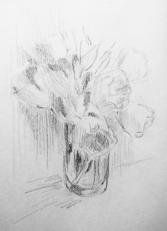 Tulipes #3. Original pencil drawing.
