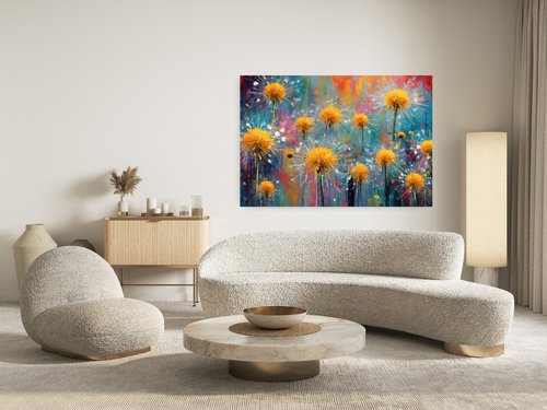 Dandelions in sunny colors by Rimma Savina