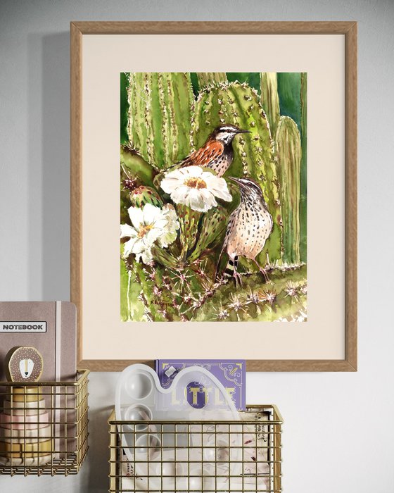 Cactus Wren and Saguaro