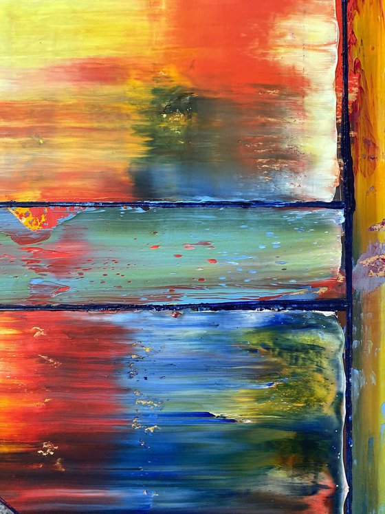 "Meant To Be" - Save $600 As A Series - Original Extra Large PMS Abstract Triptych Oil Paintings On Canvas and Wood - 60" x 44"