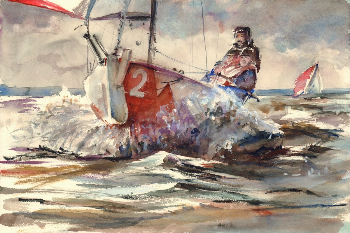 Man-to-man talking to the sea (yacht racing) by Irina Bibik-Chkolian