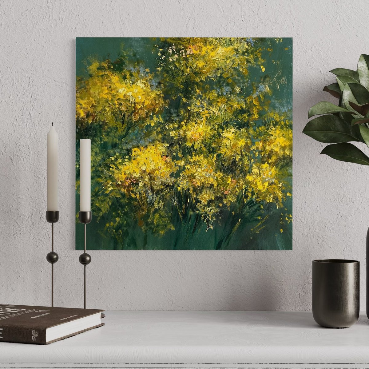 Impressionistic Botanical Oil Painting By Olga Beketova, 16 X 16", Wild Flowers, Original Artwork