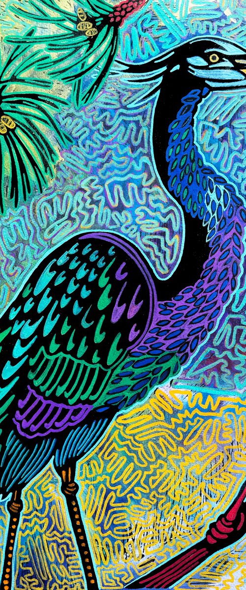 Blue Heron in a Ponderosa Pine by Laurel Macdonald