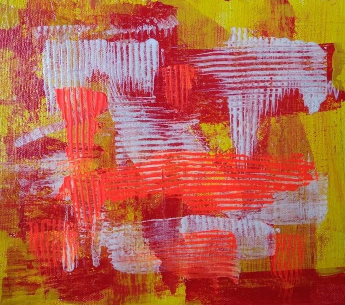 Abstract !! Small Abstract Paintings !! Set of 2 !! Yellow, Red,Orange,White Painting !! D... by Amita Dand