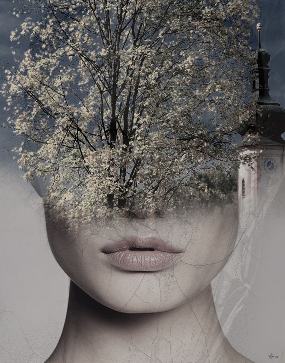 Illustrative Portrait Photograph By Bojan Jevtic, 31 X 39, Touch Of Nature, Original Artwork