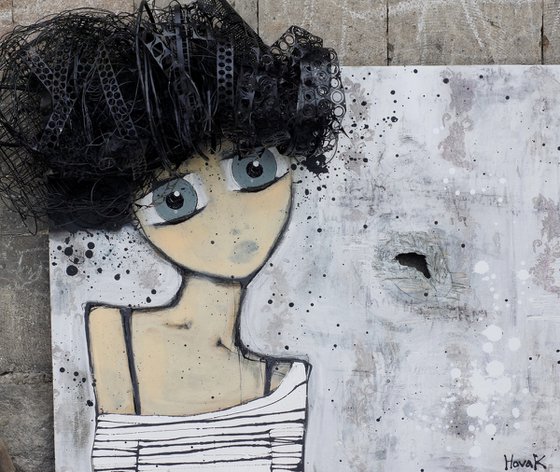 Girl Emerging From the Canvas