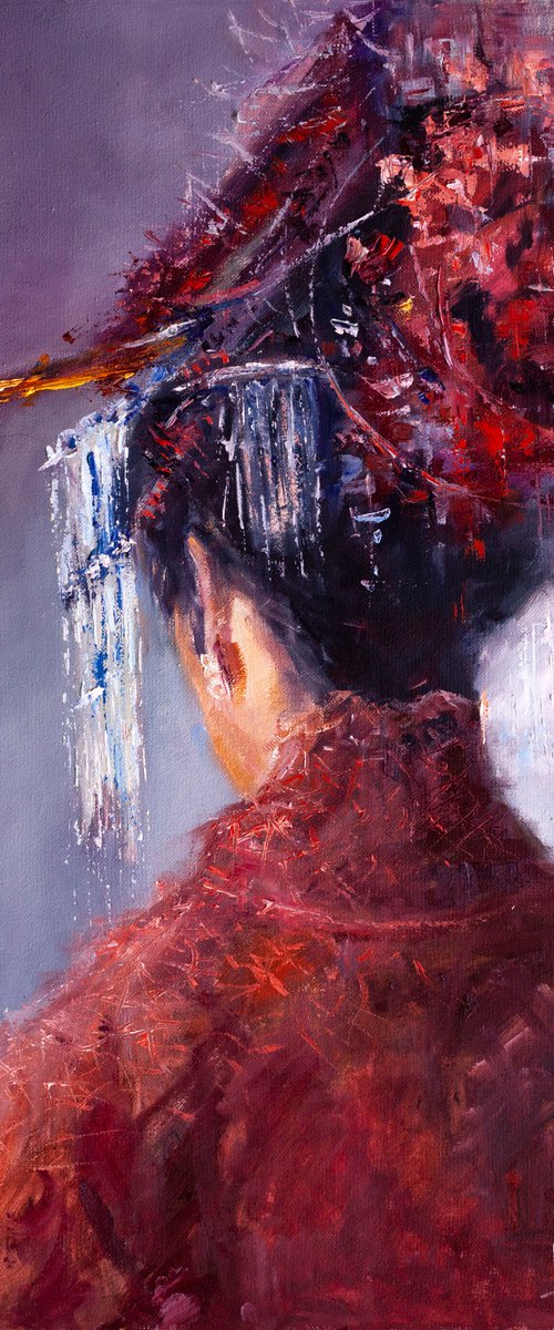 Woman in red by Aleksandr Neliubin