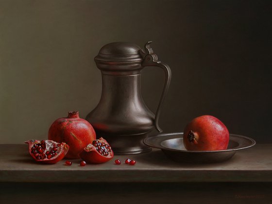 Pomegranates with a jug