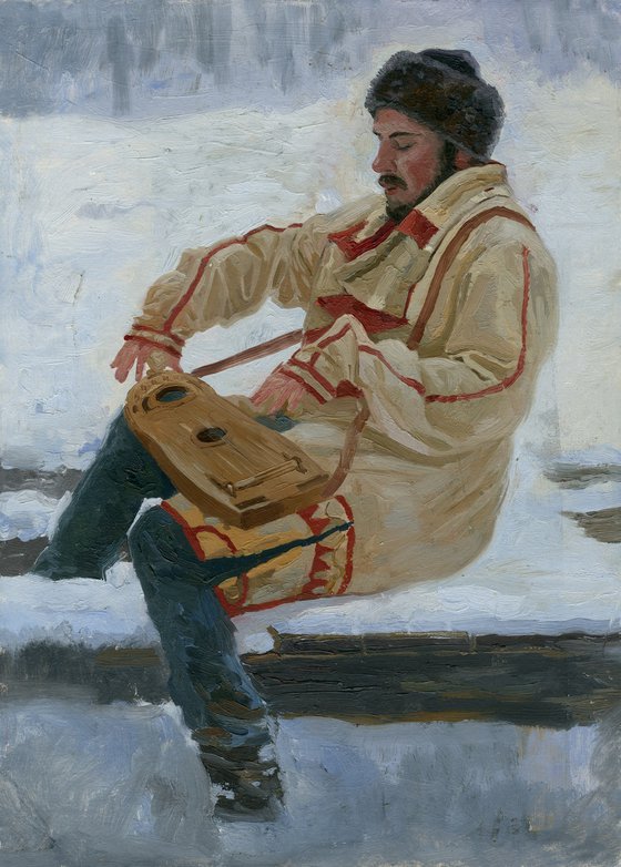 Self-portrait playing the gusli