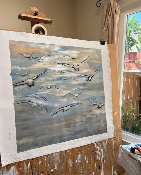 Birds and Wispy Clouds