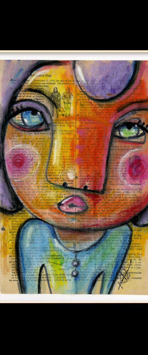 I Feel Pretty 1 - From the Funky Face Series - Mixed Media Collage Painting by Kathy Morton Stanion by Kathy Morton Stanion