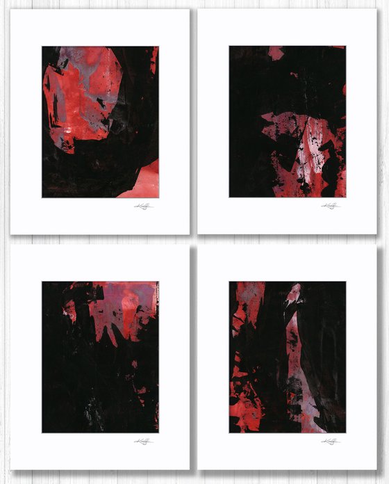 An Uncharted Journey Collection 1 - 4 Abstract Paintings in Mats by Kathy Morton Stanion