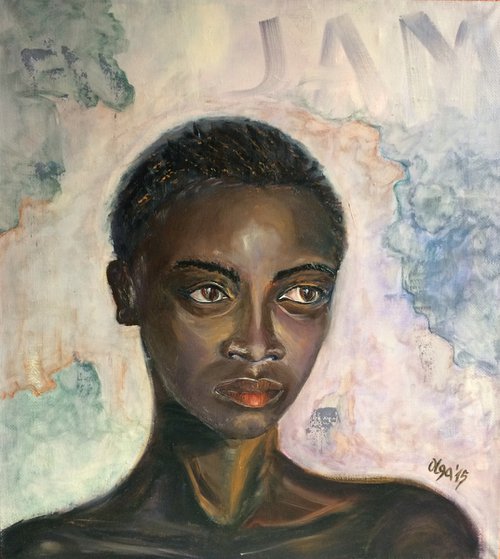 People original oil painting - Portrait of the african girl - Black woman wall art by Olga Ivanova
