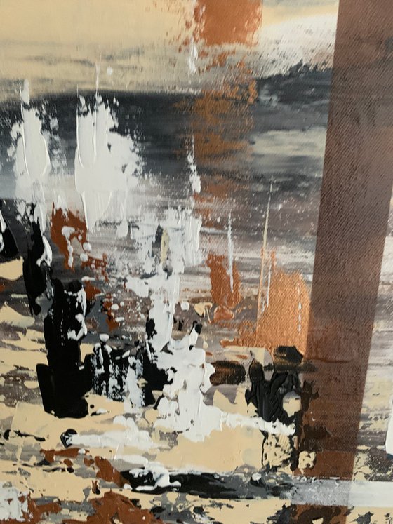 Secrets of Sepia, White and black lines. Abstract original luxury.