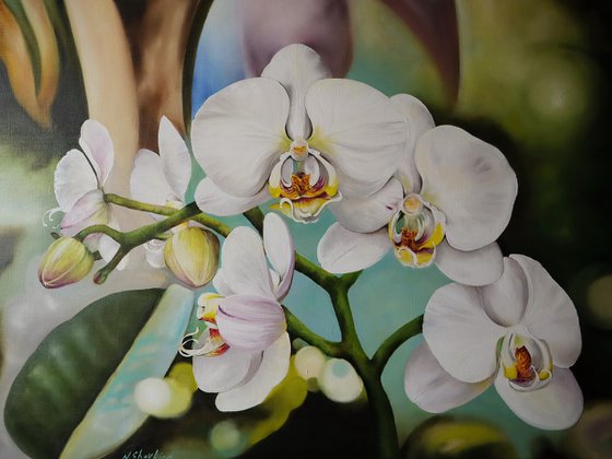 White Orchid Large Painting