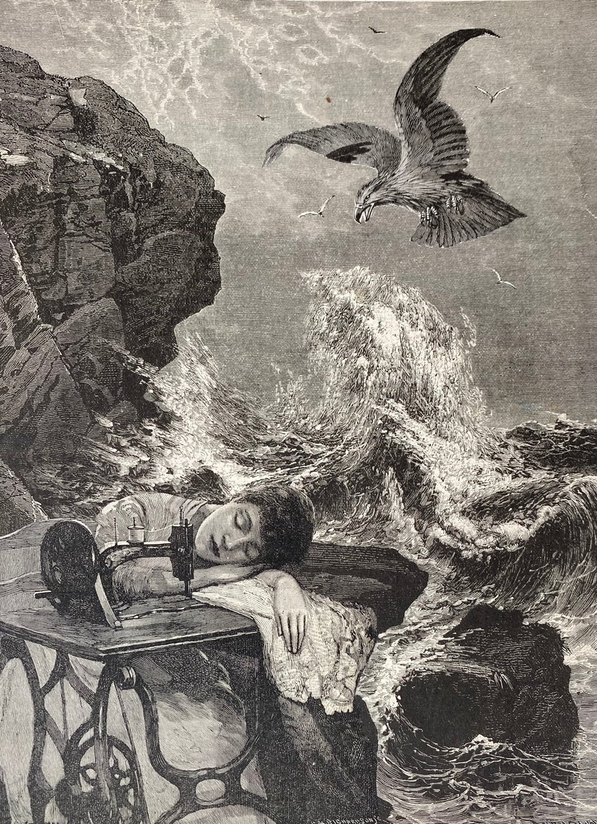 Surrealistic Portrait Collage By Tudor Evans, 7 X 9", Kate Beside The Sea, Original Artwork