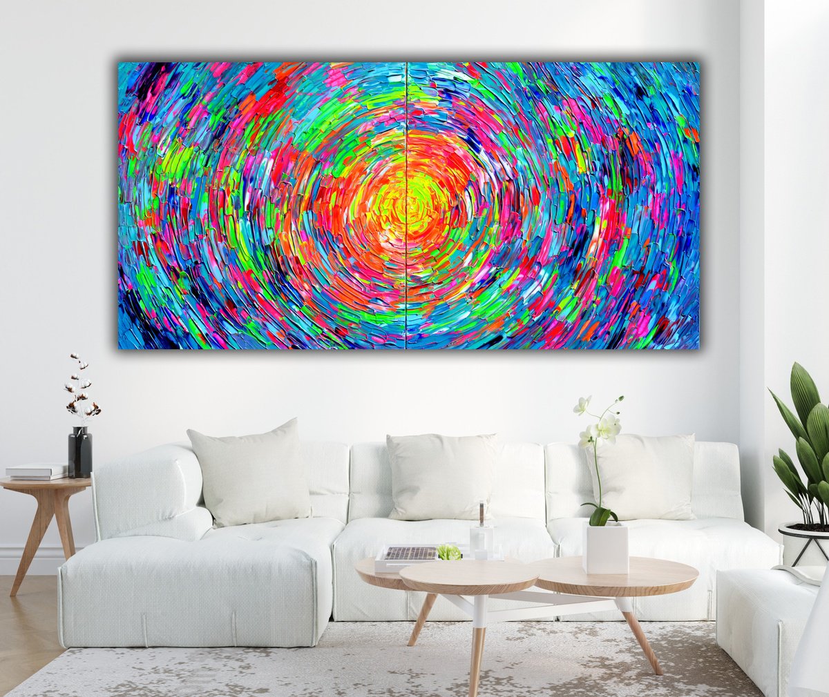 Organic Abstract Acrylic Painting By Soos Tiberiu, 79 X 39", Rounded Gypsy Skirt 3, Original Artwork