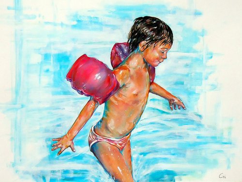 Little girl at the sea by Cristina Ricatti