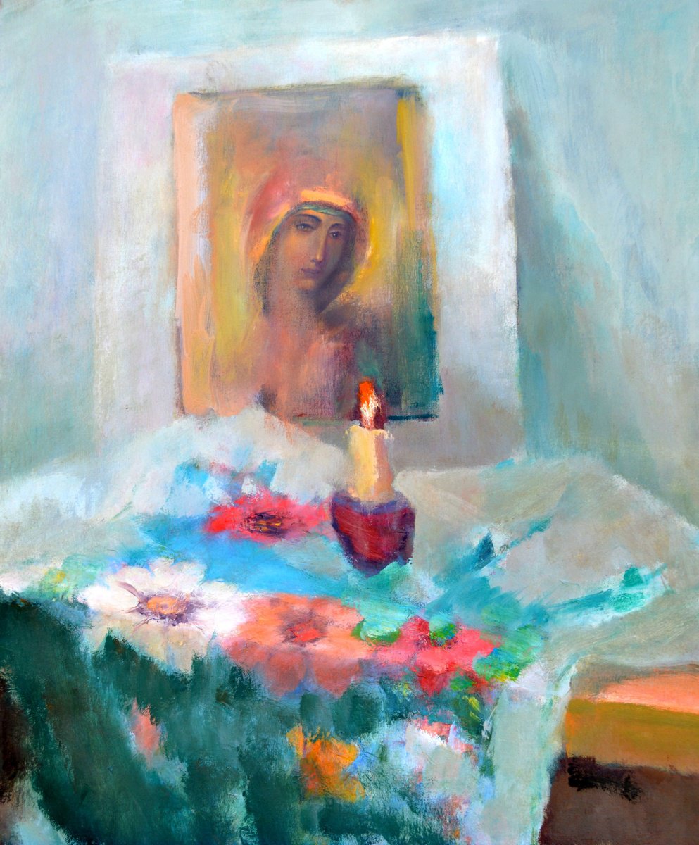 Expressive Still Life Oil Painting By Elena Lukina, 20 X 24, Easter Still Life, Original Artwork