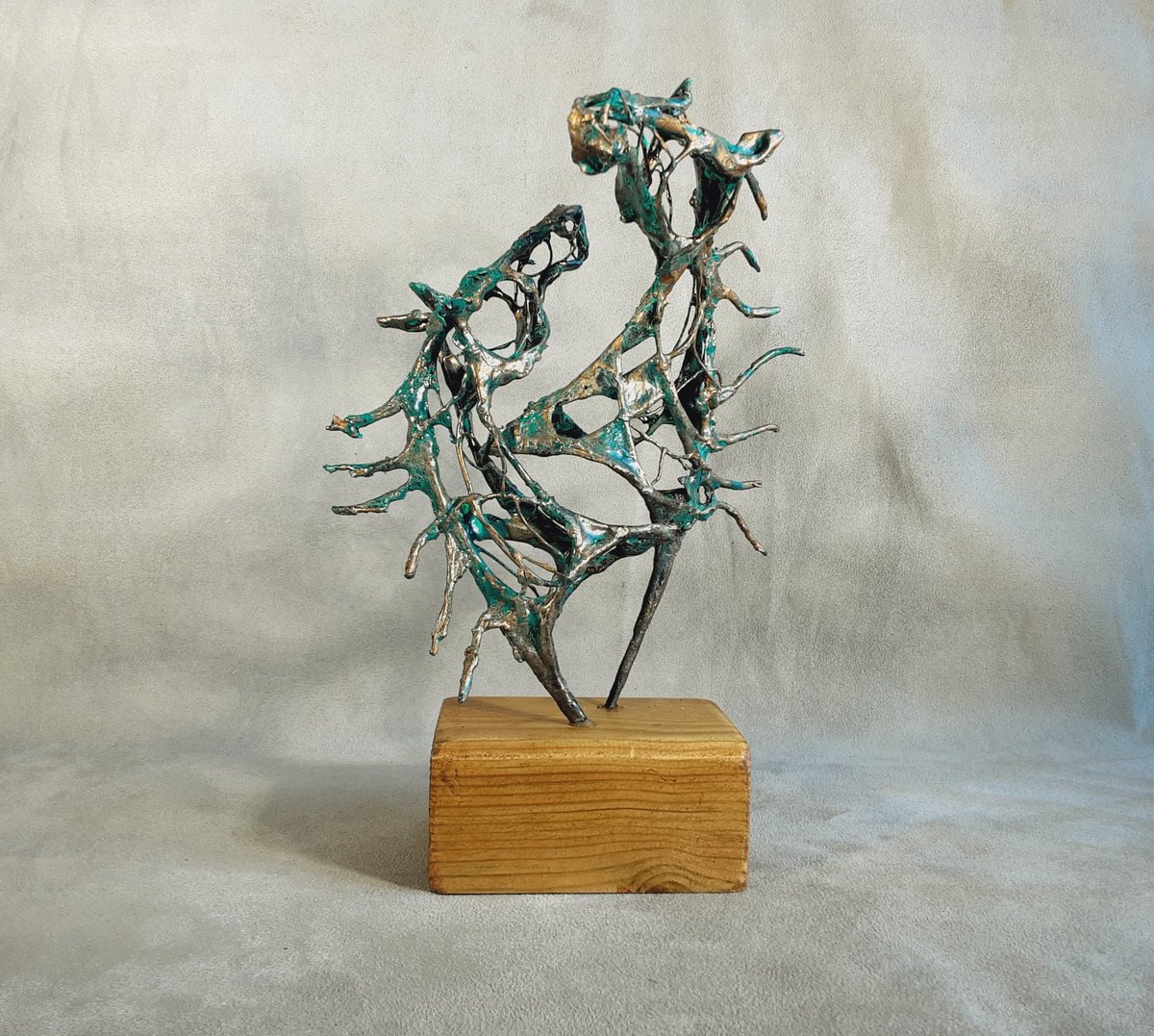 Expressive Animal Sculpture By Linda Hoyle, 6 X 10", Horses Of The Sea, Original Artwork