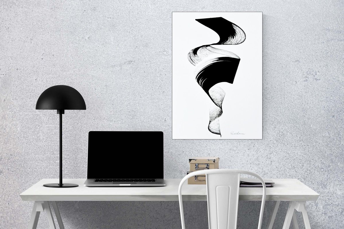 Expressive Abstract Ink Drawing By Randi Antonsen, 24 X 33", Soft Ink Drawing, Original Artwork