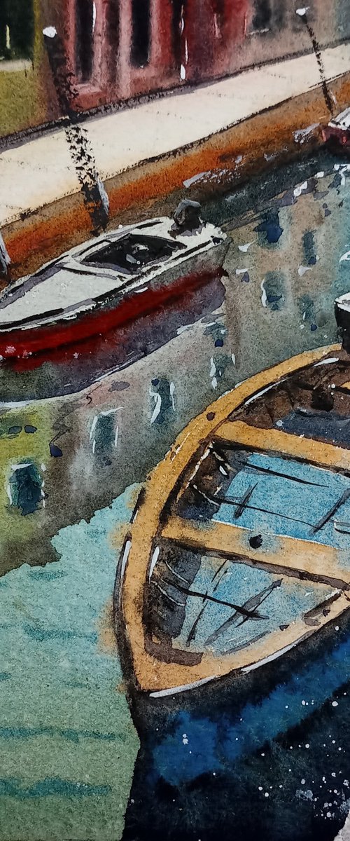 Boats in Burano by Tollo Pozzi
