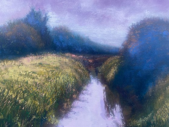 'Red River Dusk' Landscape Oil Painting