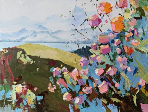 Landscape with flowers. by Vita Schagen