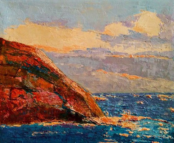 The First Glitter, Seascape oil painting