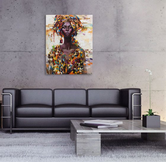 African Queen portrait painting #4 - Original oil painting