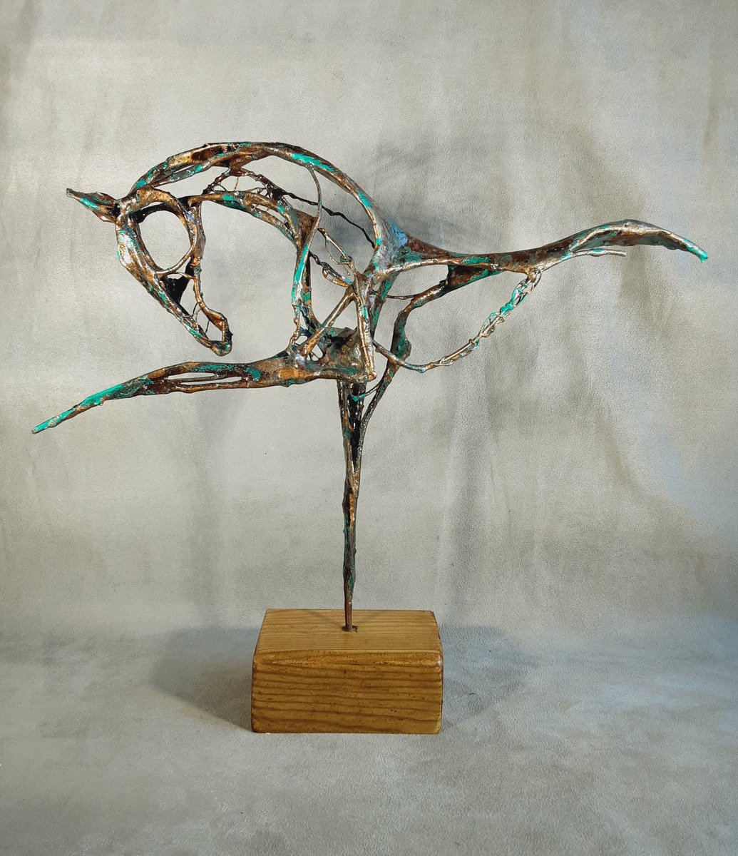 Expressive Animal Sculpture By Linda Hoyle, 12 X 12", Poise, Original Artwork