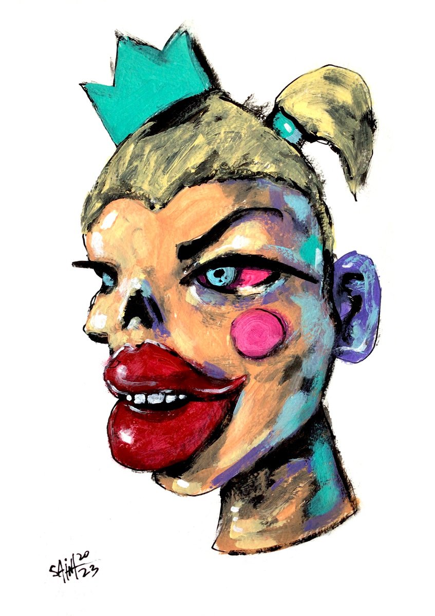 #214 Dark art girl portrait Zombie portrait painting original art, Horror Creepy Art Brut... by Ruslan Aksenov
