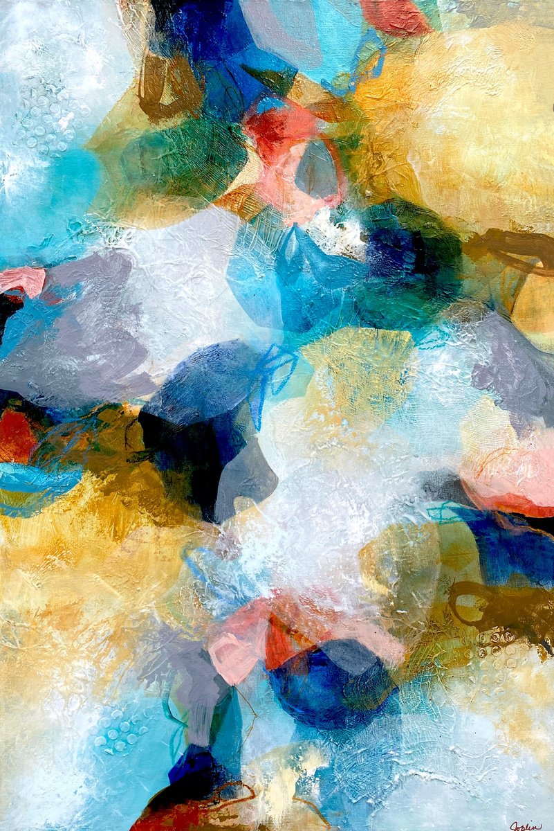 Organic Abstract Acrylic Painting By Debbie Joplin, 24 X 36, Yesterday