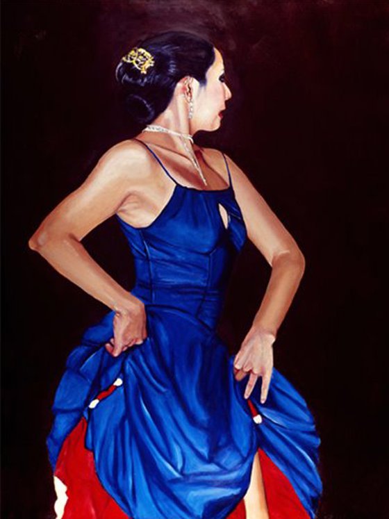 Original Flamenco Painting “ La Greca" Oil Canvas 36" x 48" Maureen H Piccirillo