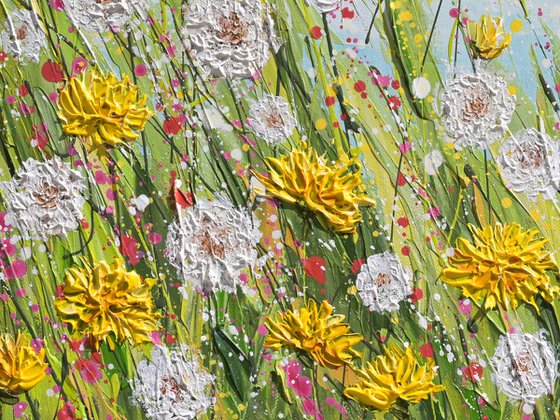 Dandelions - Spring Flower Field Painting