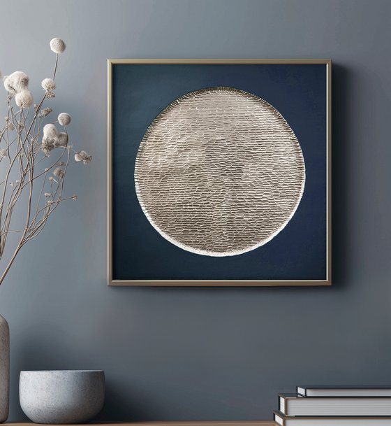 "Blue Mars" Blue silver abstract textured art