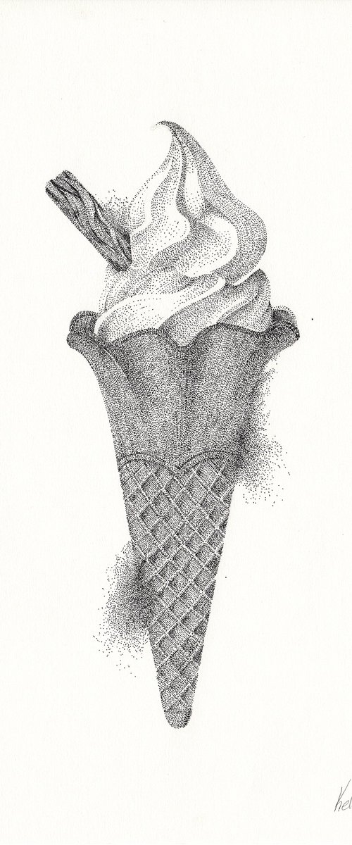 99p - Ice Cream Stippling Illustration by Kelsey Emblow
