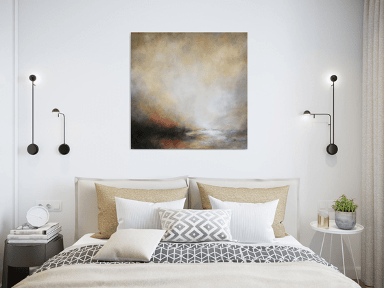 Inopportuneness 70X70 sm - liGHt ORIGINAL acrylic PAINTING, GIFT, PALETTE KNIFE paste texture (2019)